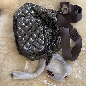 MZ Wallace Crosby Drawstring Bucket Bag-Anthracite Metallic